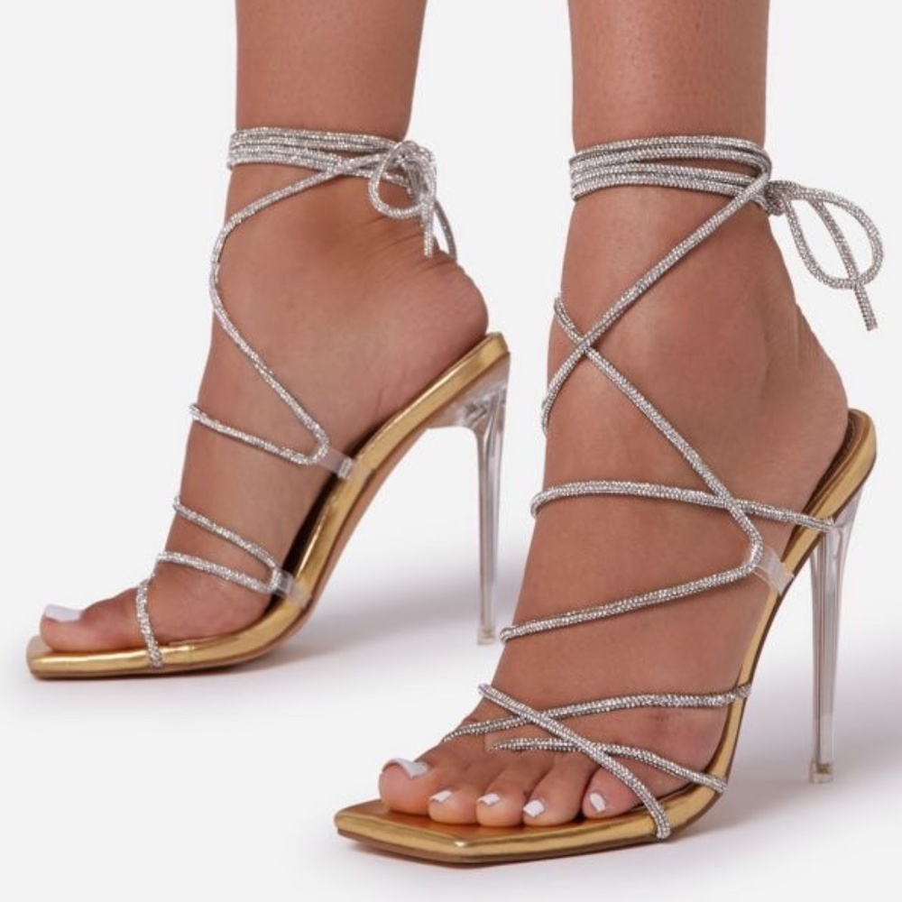 EGO LIA DIAMANTE STRAPPY LACE UP HEEL